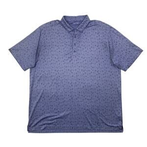 Matte Grey Polo Shirt Mens XXL Grape Mist Palm Tree Print Performance Santalu2